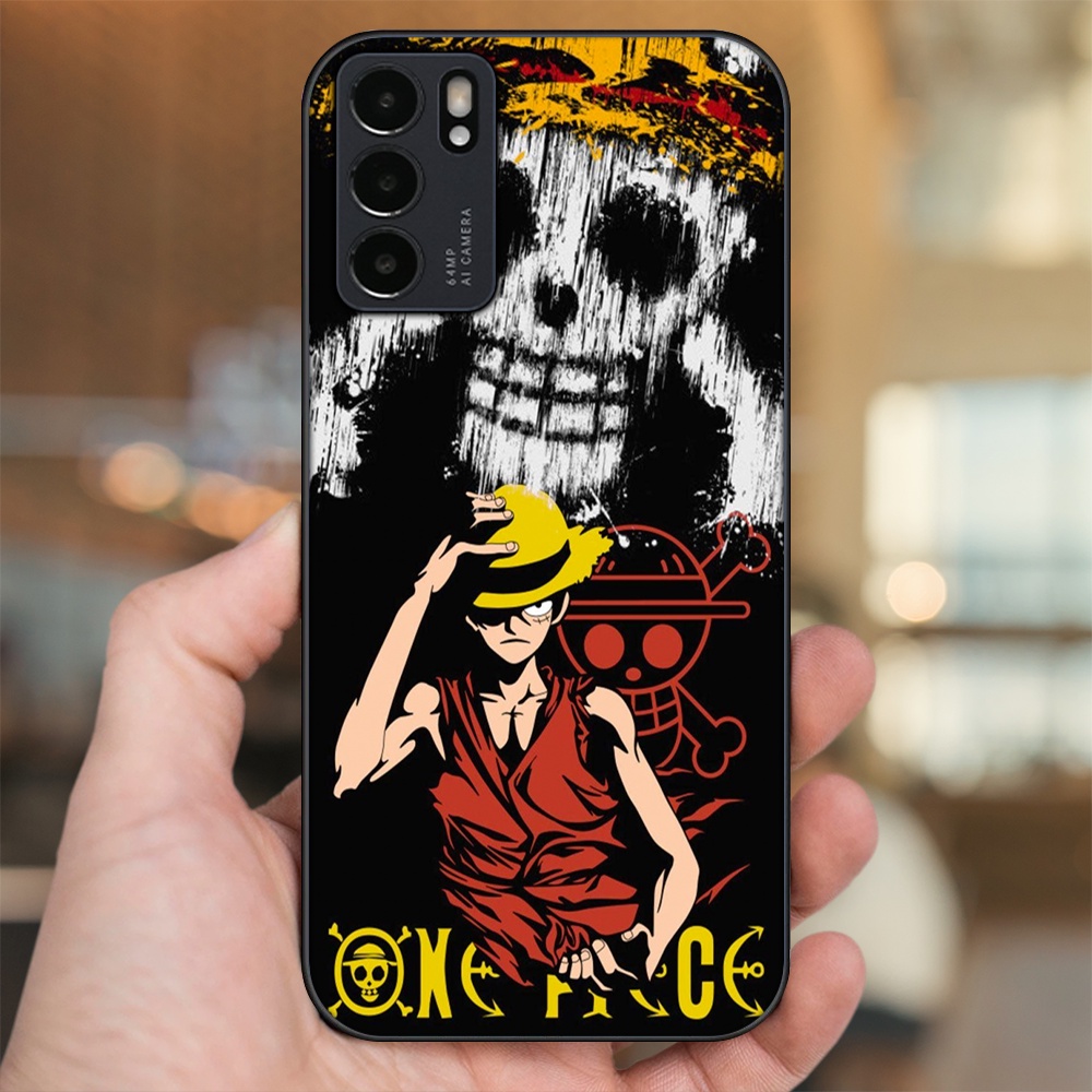 Ốp lưng Oppo Reno 6 5G viền đen in hình Luffy One Piece