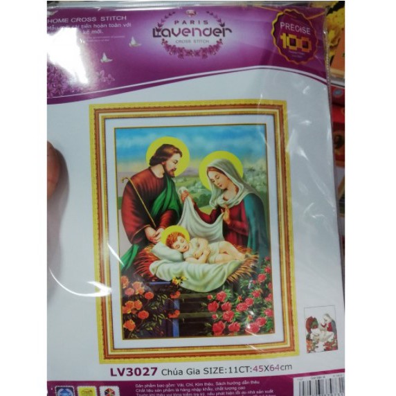 TRANH THÊU 3D GIA ĐÌNH CHÚA LV3027 (45X64)
