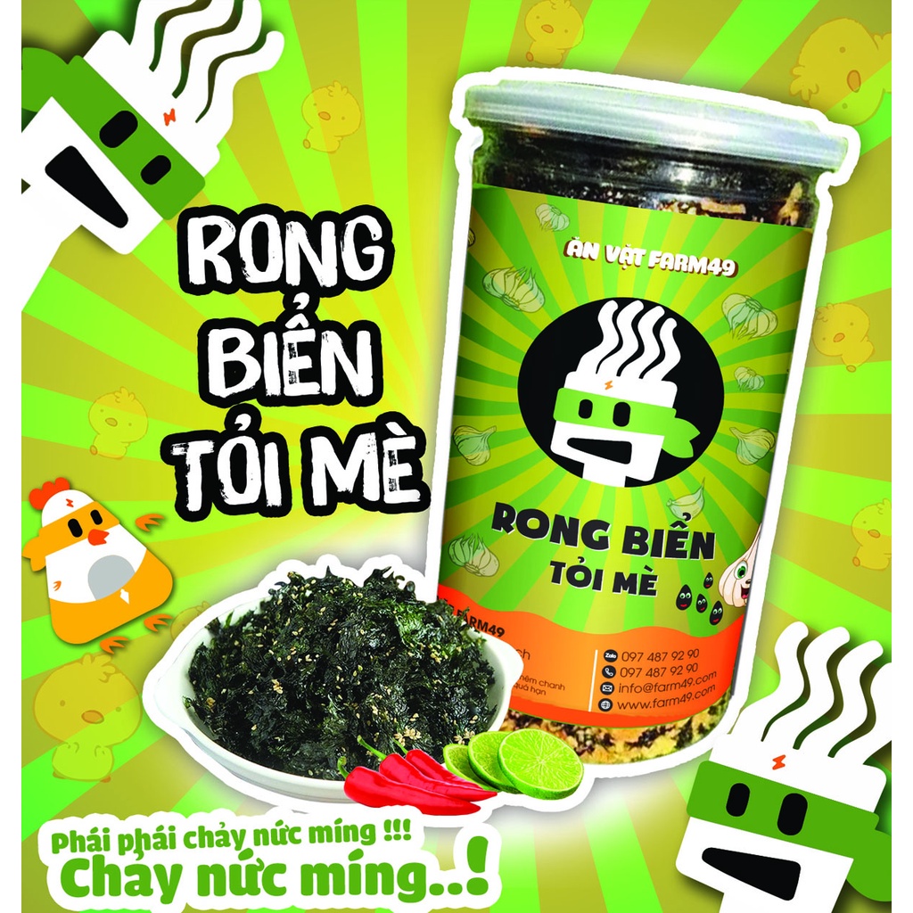 Rong Biển Cháy Tỏi Đồ Ăn Vặt Ngon Farm49 Loại 1 Hũ Pet 200Gr