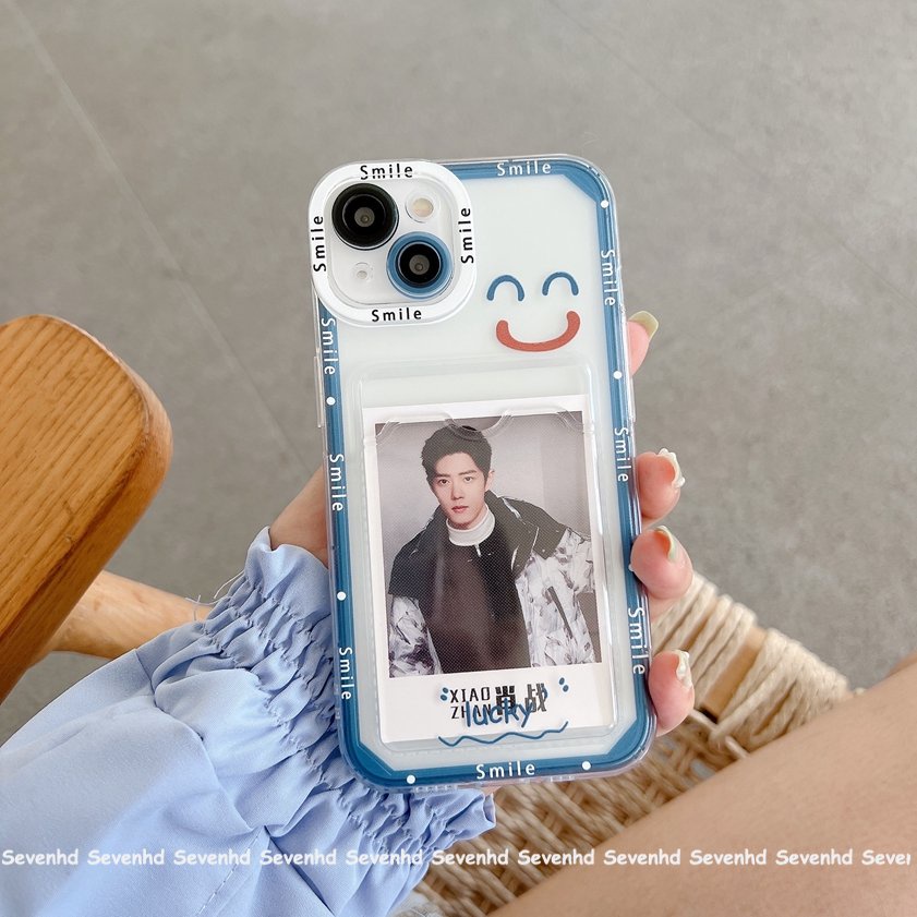Ốp Điện Thoại Dẻo Họa Tiết Hoạt Hình Mặt Cười Kèm Ngăn Đựng Thẻ Cho iPhone 14 13 12 11 Pro Max X XR Xs Max 8 7 6 6s Plus SE 2020