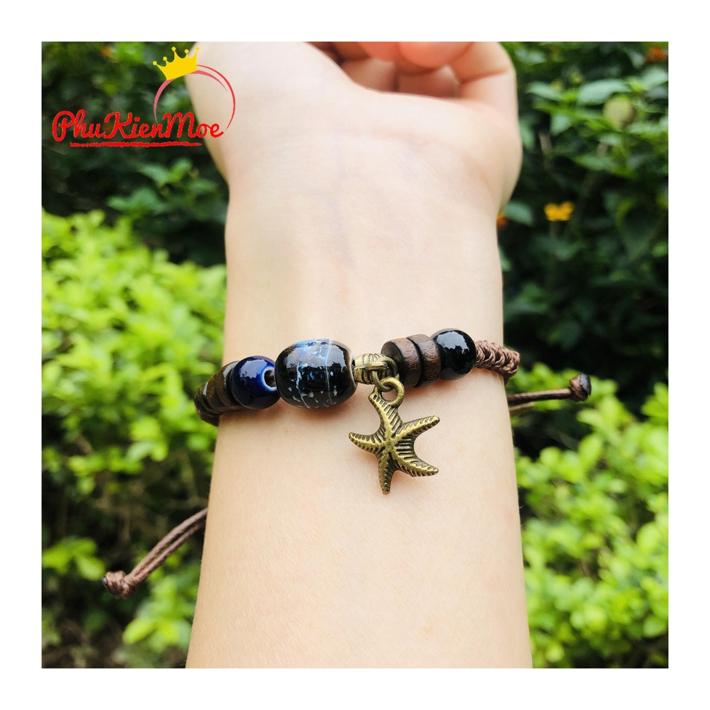 Vòng tay dây rút hình ngôi sao biển kiểu dáng Vintage thiết kế đơn giản handmade