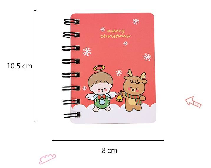 Sổ Tay Vinatage Phong Cách Hàn Quốc Christmas Cartoon Portable Mini Coil Notepad Hard Cover Cute Animal notebook memo Time Organizer student School Supplies Kid Gift