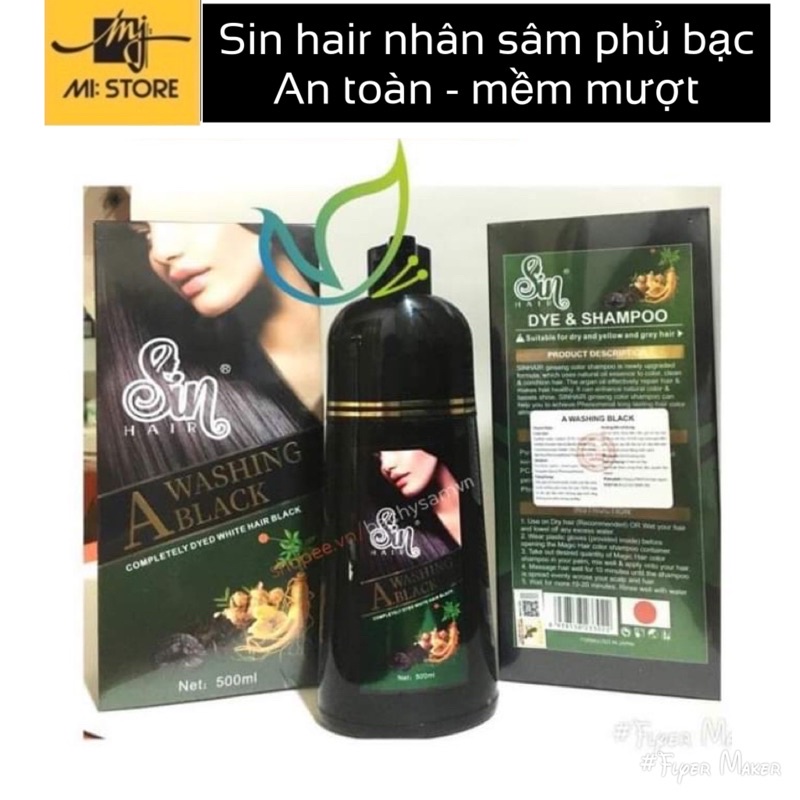 Dầu gội phủ bạc Sin hair nhuộm nâu đen tự nhiên