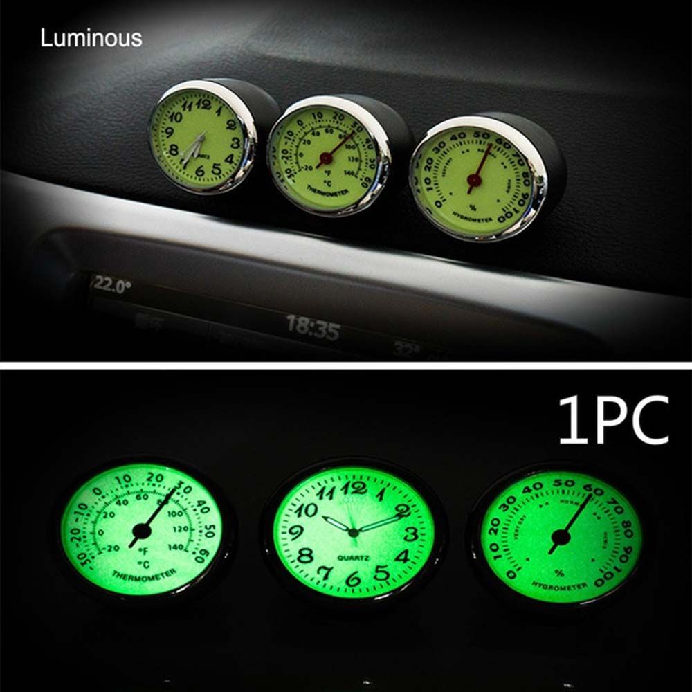 Đồng Hồ Thời Gian/ Đo Nhiệt Độ/ Độ Ẩm Mini Dạ Quang Cho Bảng Điều Khiển Xe Hơi
