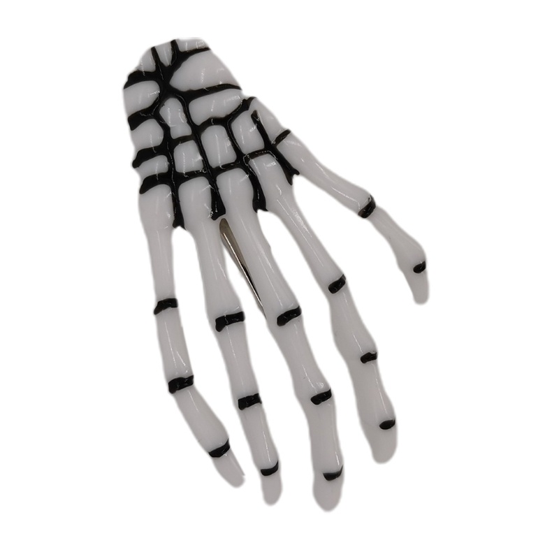 Kẹp Tóc Mỏ Vịt Hình Bộ Xương Có Quả Bóng Lông Trang Trí Halloween