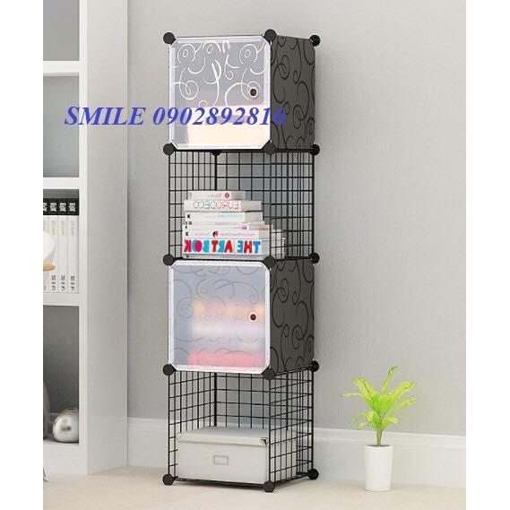 {SALE} KỆ LƯỚI XEN KẺ NHỰA MÀU ĐEN 4Ô CAO CẤP