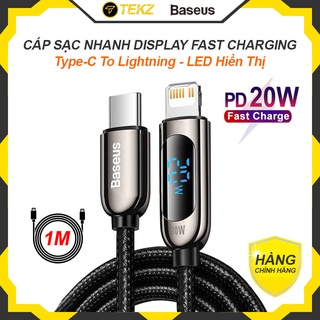 Dây sạc nhanh type c to lightning baseus display fast charging data cable tích hợp màn hình led, sạc nhanh pd 20w/18w