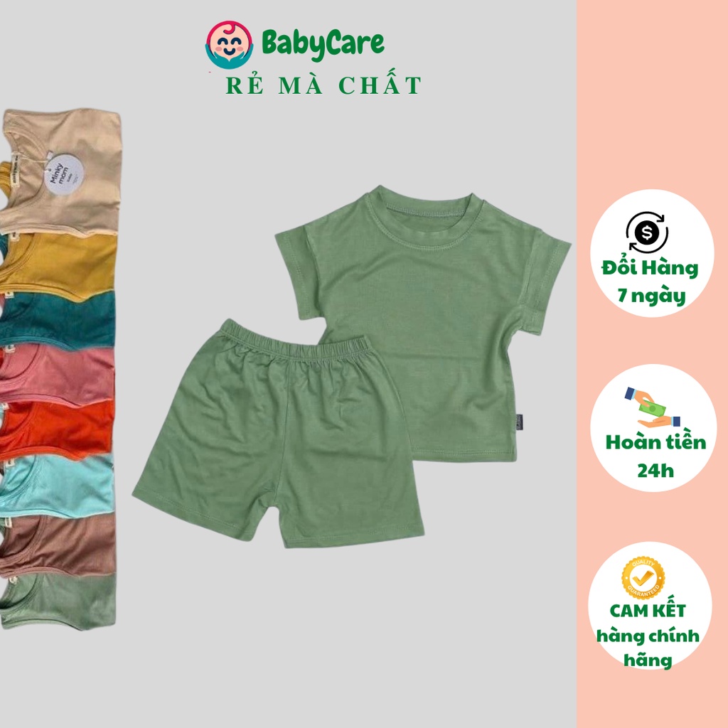 Đồ Bộ Bé Gái, Bé Trai Minky Mom Vải Thun Lạnh Trơn, Bộ Quần Áo Cộc Tay Cho Bé Mặc Hè Thoáng Mát từ 5-18kg