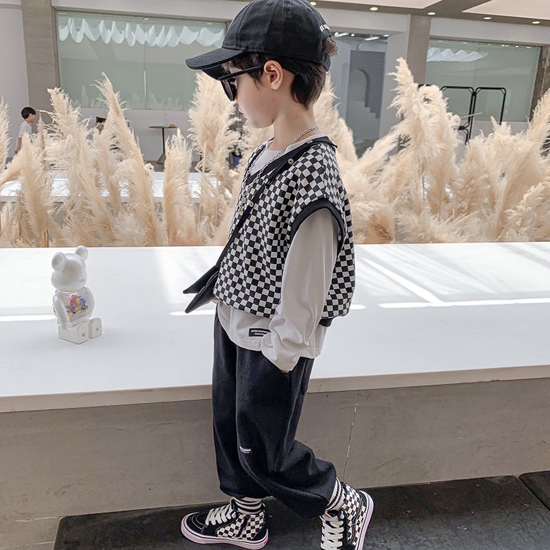 Bộ đồ thời trang mùa thu phong cách Hàn Quốc phương Tây mới 2021 cho bé trai