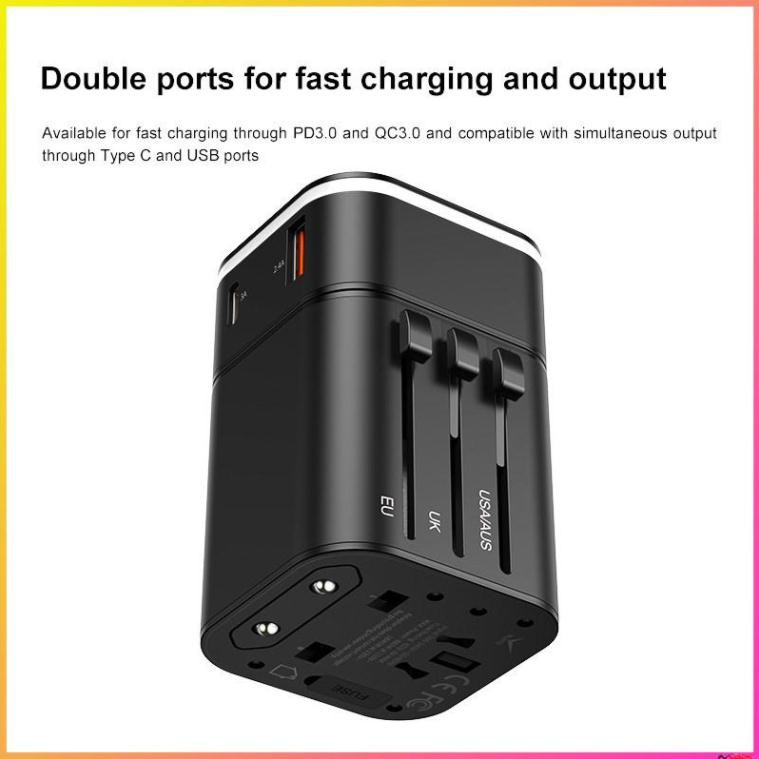 [Hàng Chính Hãng] Bộ sạc nhanh du lịch đa năng Baseus Removable 2 in 1 Universal Travel Adapter PPS Quick Charger