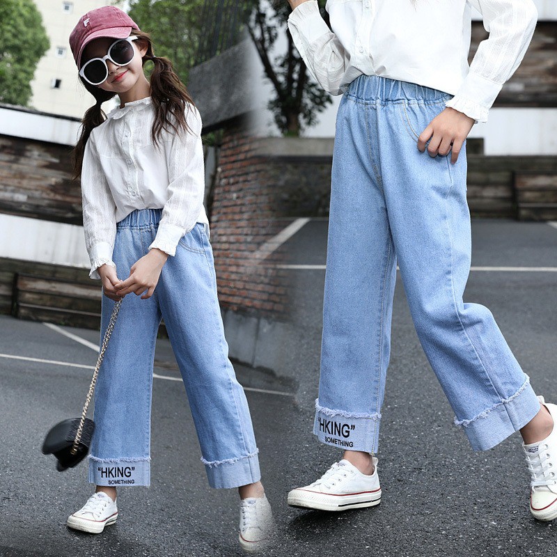 Quần jean ống rộng   ☑️ Quần áo bé gái 10 tuổi hà nội ☑️ Thời trang bé mập 35kg, 40kg, 45kg