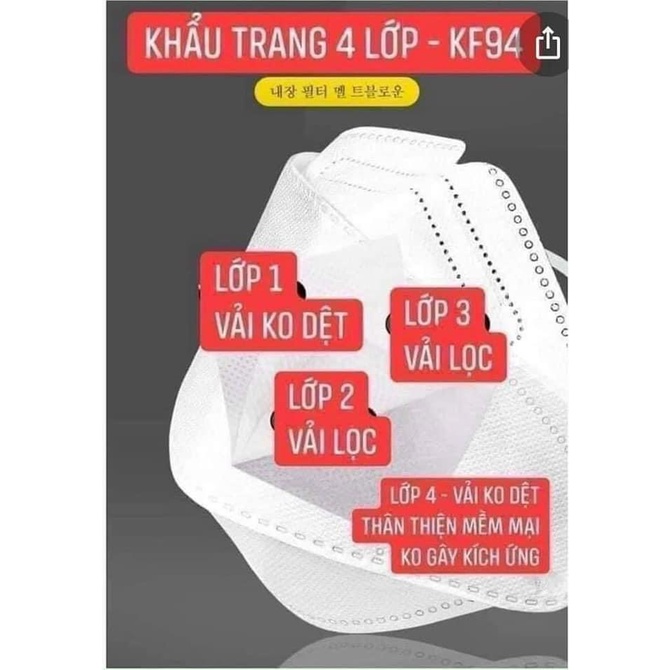 Khẩu trang KF94 HD Hoàng Dũng kháng khuẩn, chống bụi mịn - chuẩn xuất khẩu HQ [Cam kết hình sao hàng vậy] | BigBuy360 - bigbuy360.vn