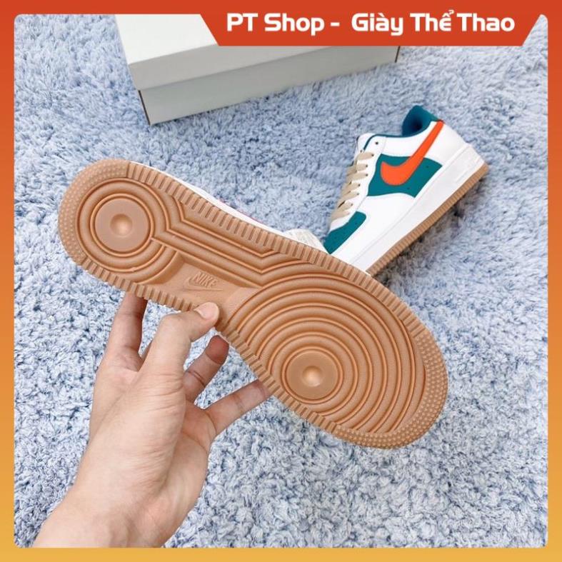 Giày AF1 low gucc.i trắng xanh lá đậm móc đỏ, Giầy Air Force trắng xanh đậm thấp cổ