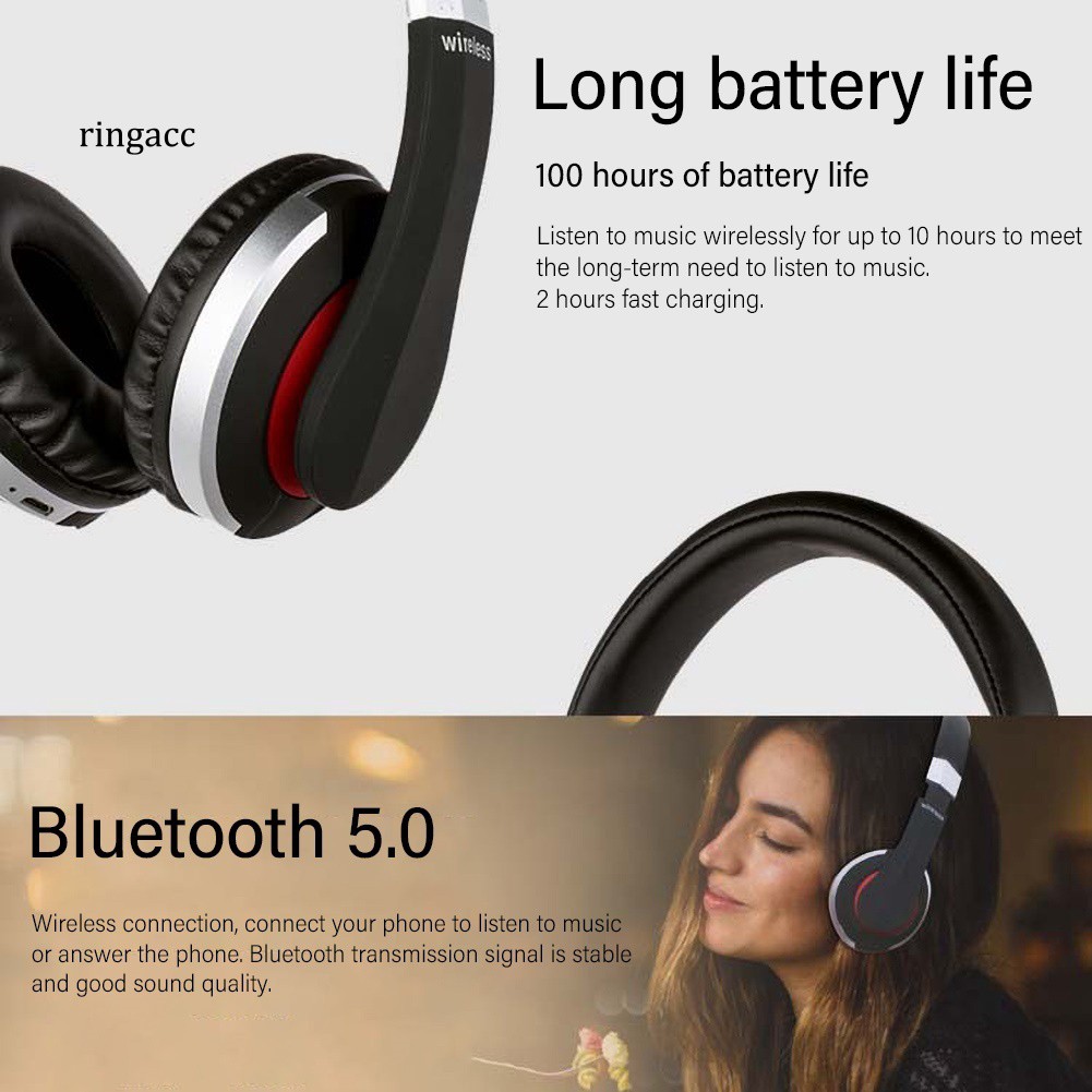 Tai Nghe Chụp Tai Bluetooth 5.0 Có Thể Gấp Gọn Và Phụ Kiện