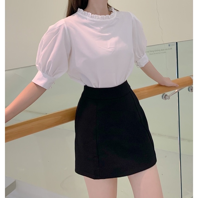 HÌNH CHÍNH CHỦ - Áo cổ bèo tay phồng tiểu thư , bánh bèo