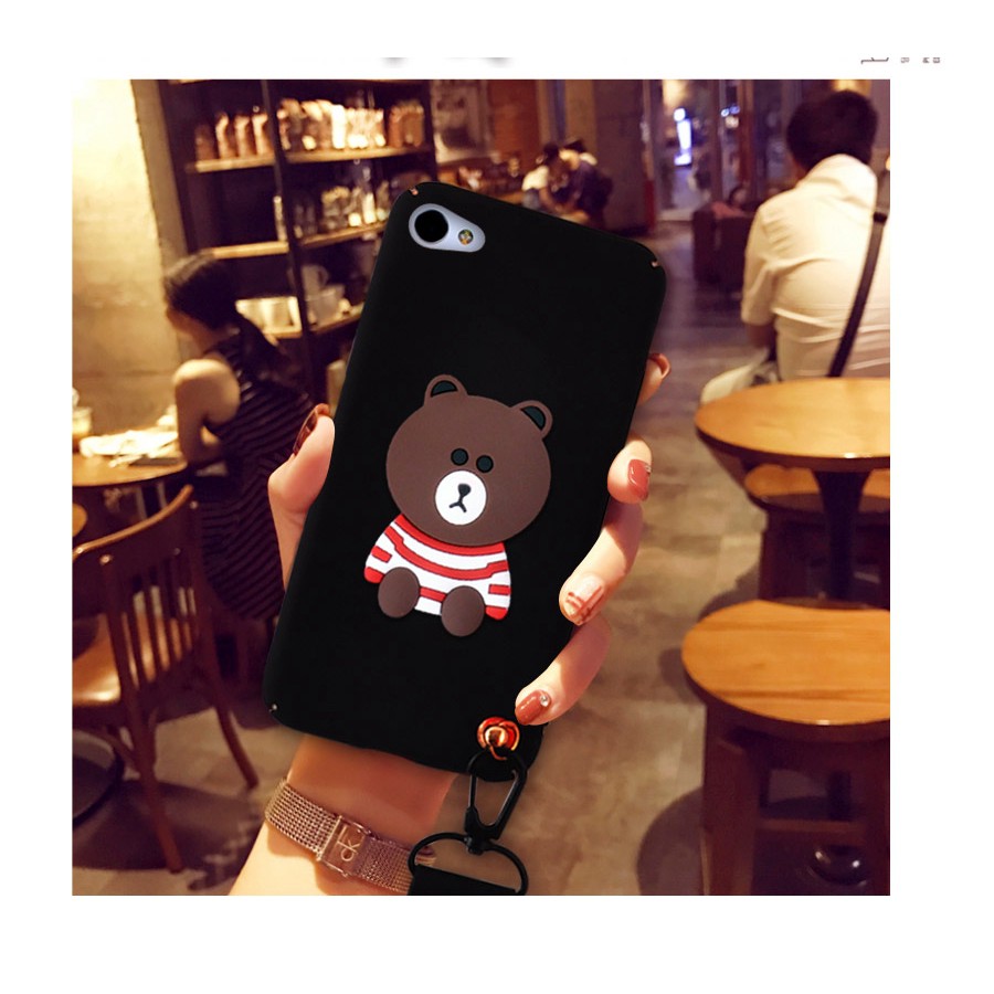 Ốp điện thoại có dây đeo in hình gấu 3D dễ thương cho Meizu U20 U10