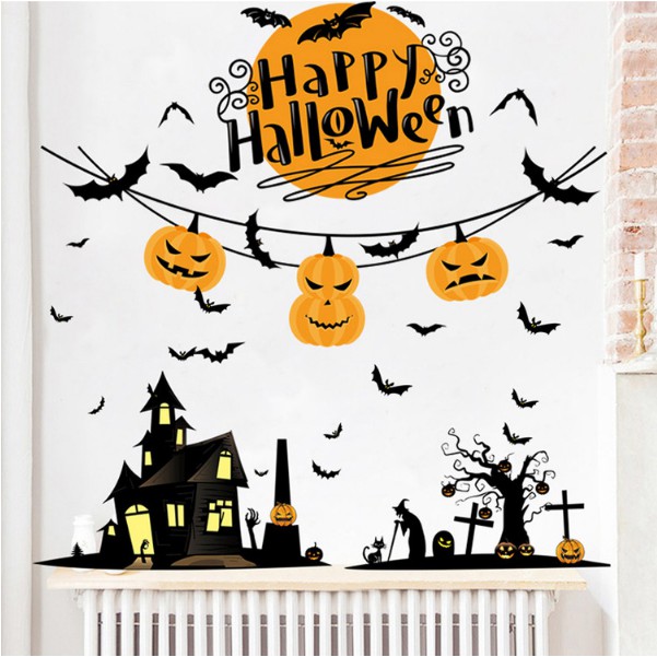 COMBO DECAL DÁN TƯỜNG - Bí đỏ thần kì kết hợp Ngôi nhà Ma