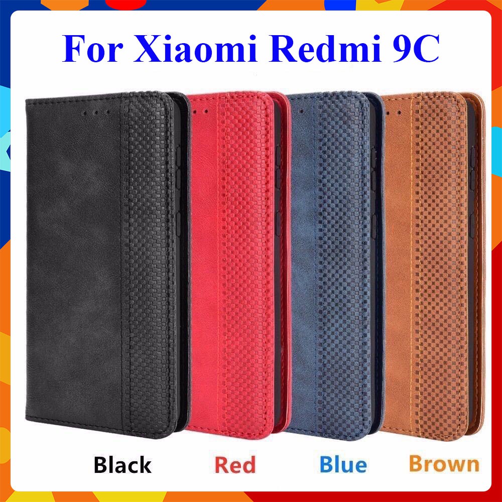 [FreeShip] Bao da dạng ví Xiaomi Redmi 9C (cam kết xịn) hit nam châm, ngăn đựng thẻ tiền tiện lợi