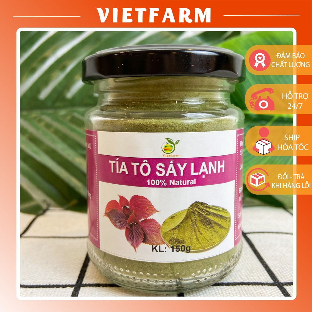 Bột Tía Tô Sấy Lạnh Nguyên Chất 100% - Chữa Ho, Đau Bụng, Bệnh Gout, Giảm Cân - Hũ 150g - Vietfram