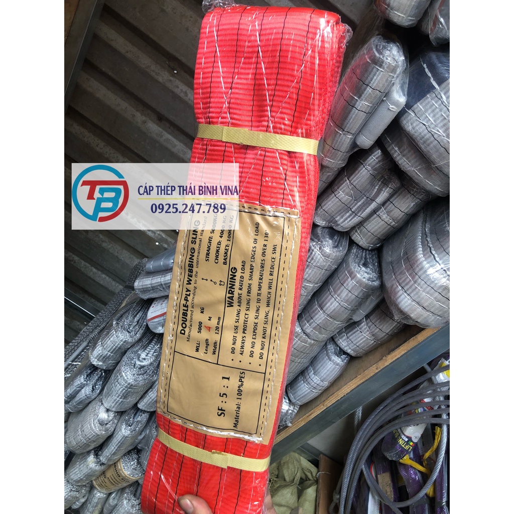 Cáp vài cẩu hàng 5 tấn 4 mét bản rộng 13cm
