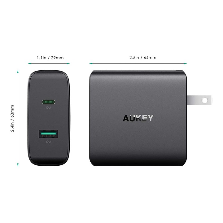 Củ sạc nhanh 3 cổng 74.5W PD 3.0 QC3.0 Aukey PA-Y13