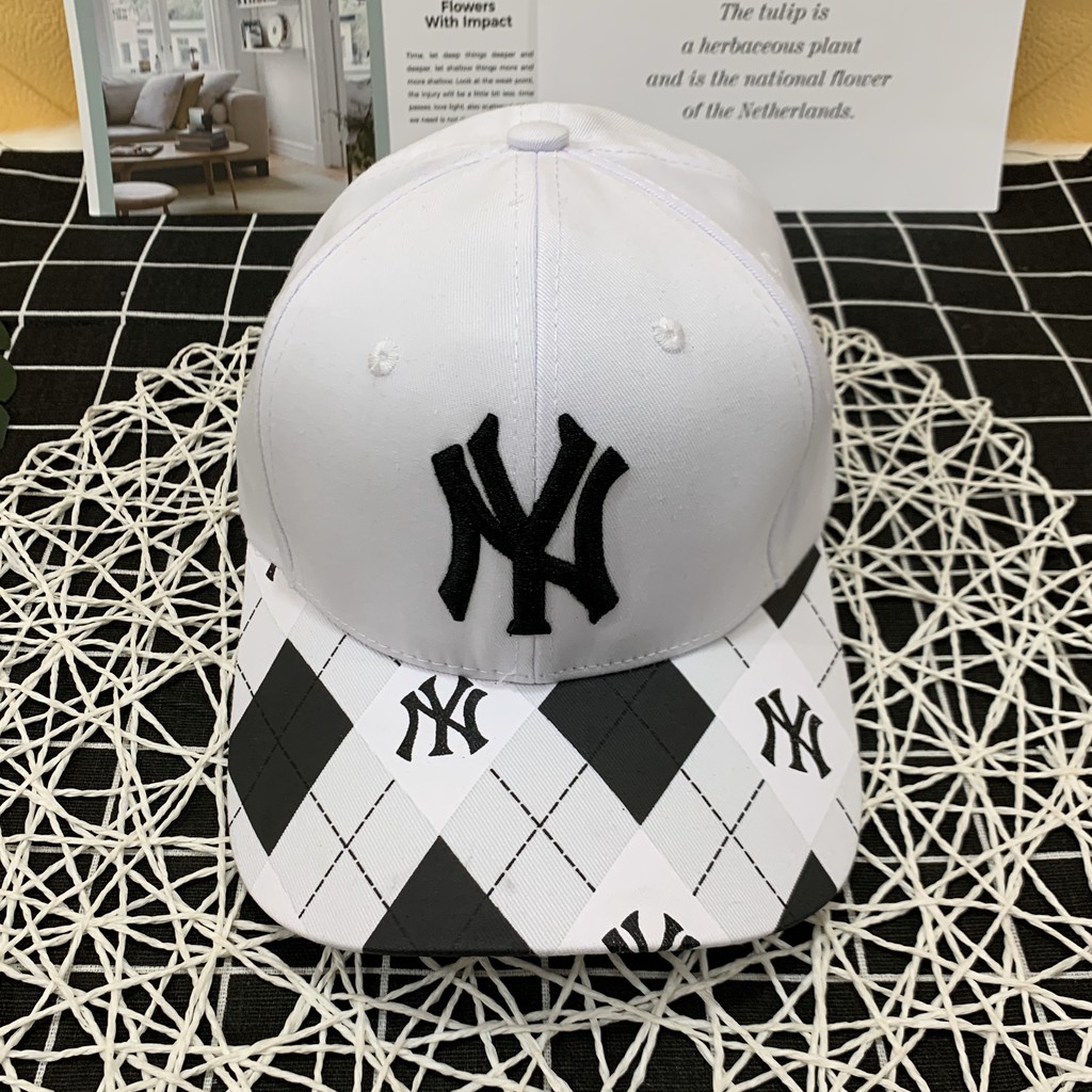 Mũ lưỡi trai nam nữ thêu NYYY phối kẻ caro có 2 màu - kiểu dáng thời trang theo xu hướng mới nhất