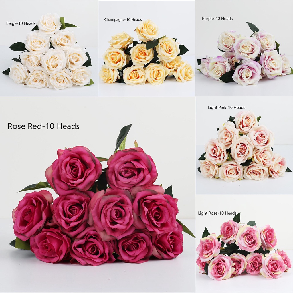 Bó 10 Bông Hoa Nở Nhân Tạo Bằng Lụa Cho Cô Dâu