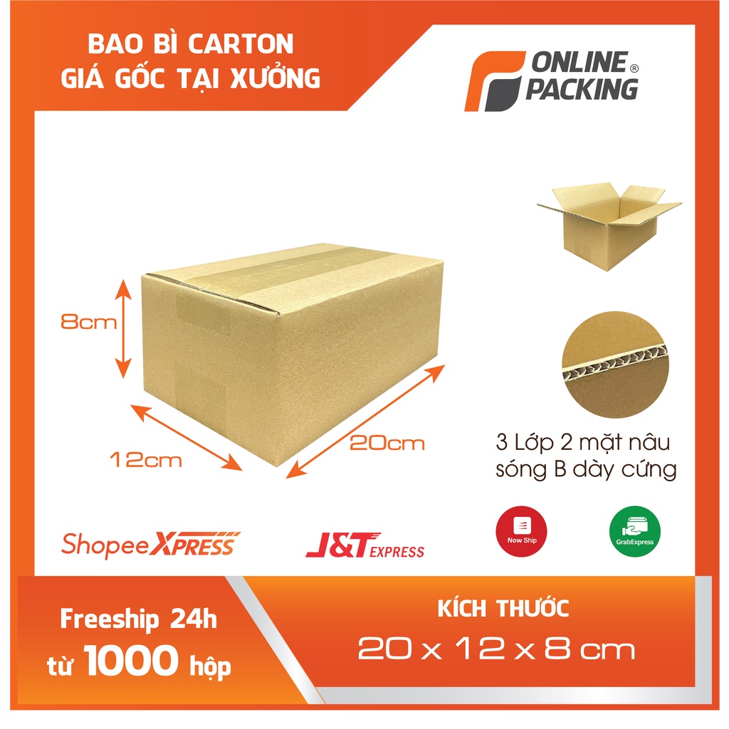 20x12x8 hộp carton đóng hàng [ vỏ , ốp lưng, màn hình điện thoại ]