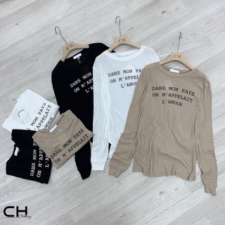 Áo thun giấy dài tay cổ tròn vnxk⚡️3 màu ảnh thật