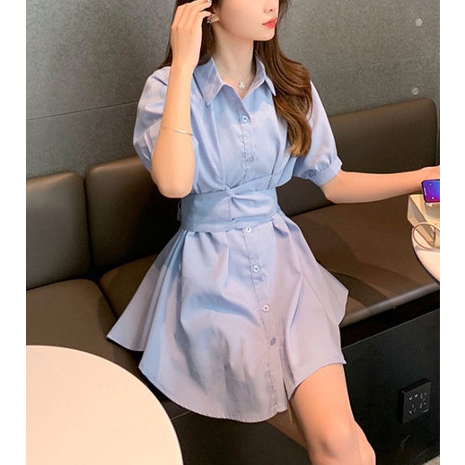 AMOI Set Áo Sơ Mi + Chân Váy Chữ A Thời Trang Nữ Tính