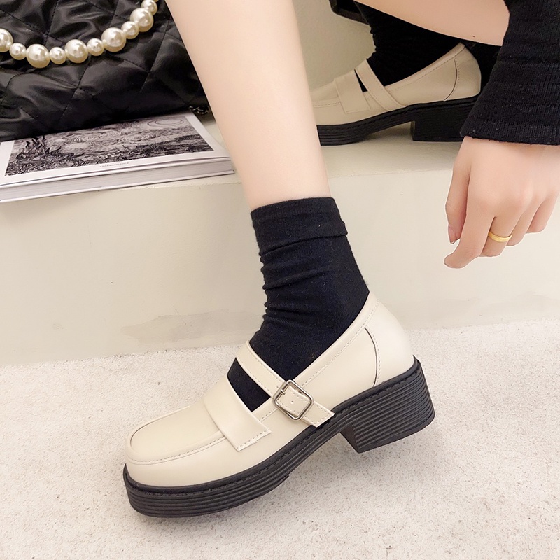 Retro British Wind Small Leather Shoes Women's Day Jk Shoes 2021 Spring And Autumn New Students Hundreds Of Thick With M