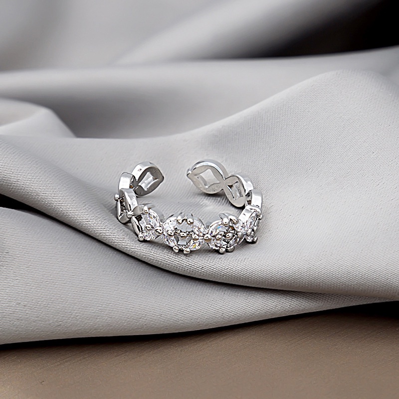 Nhẫn hở đính đá zircon ngọc trai nhân tạo phong cách Hàn Quốc sang trọng thời trang cho nữ