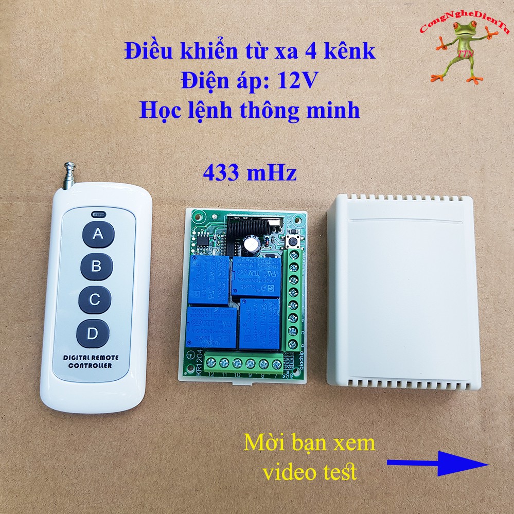 Điều khiển từ xa RF 12v -  4 kênh remote nhựa  trắng có anten 433mhz