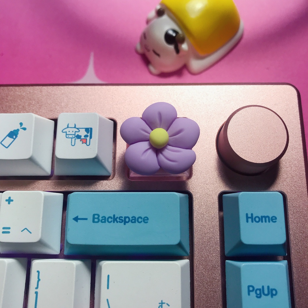 Nút Keycap lẻ bông hoa trang trí bàn phím cơ gaming, đế xuyên led - profile OEM 1u