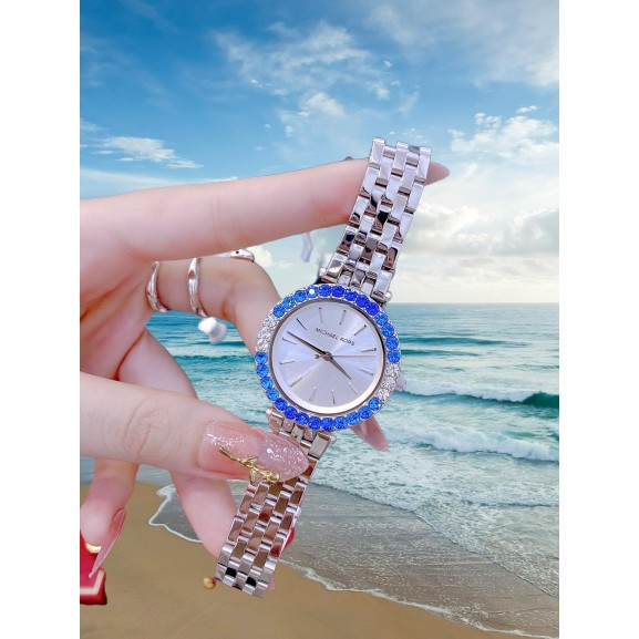 Đồng hồ nữ chính hãng, đồng hồ nữ dây kim loại full box MICHEAL KORS viền kim cương nhân tạo, cực kỳ sang chảnh