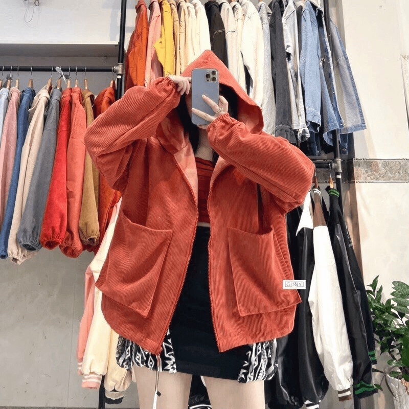 (HCM) ÁO KHOÁC NHUNG NỮ FORM RỘNG CÓ MŨ TRÙM ĐẦU SIÊU XINH , THỜI TRANG HÀN QUỐC NỮ TÍNH  HOT NHÂT