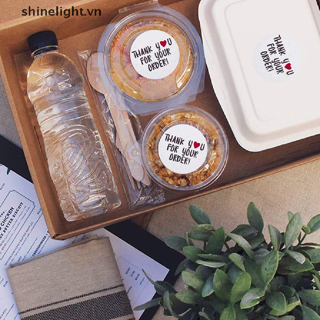 [shinelight] Set 500 Miếng Dán Tròn Cảm Ơn Bạn Cho Đặt Hàng Hóa Trái Tim Cảm Ơn [VN]