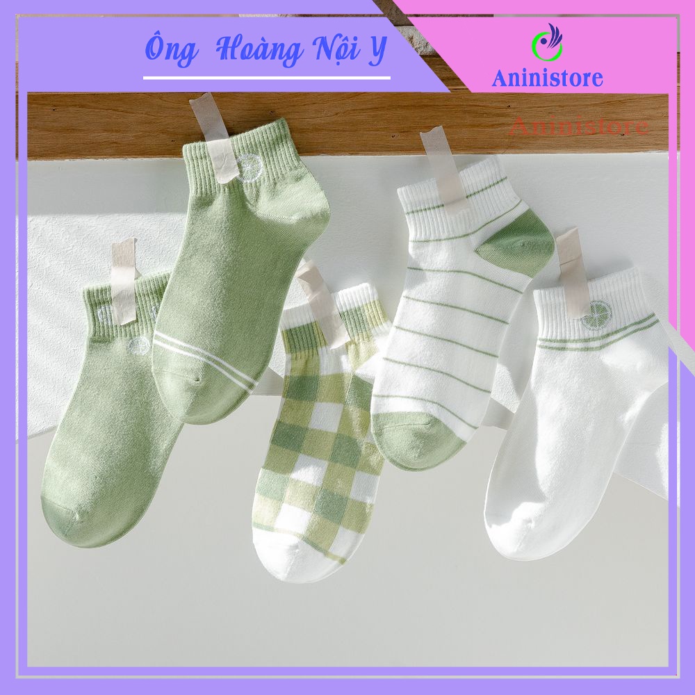 Tất cổ ngắn, vớ cổ ngắn nữ họa tiết QUẢ CHANH DỄ THƯƠNG phong cách HÀN QUỐC (TP CN 009 – Aninistore)
