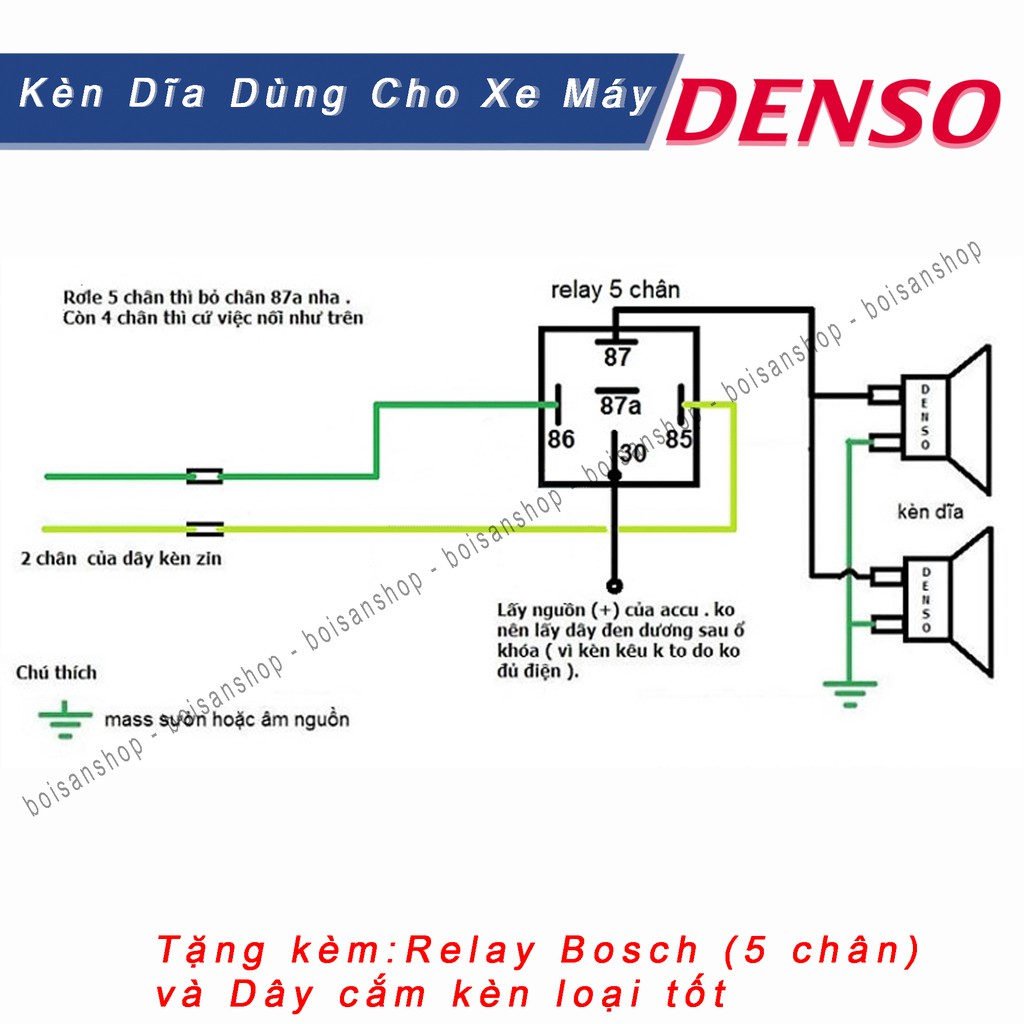 Cặp Kèn Dĩa Denso Dùng Cho Xe Máy  12V -110Db Hàng nhập khẩu indonesia giúp tiếng kèn toa khi chạy nhanh