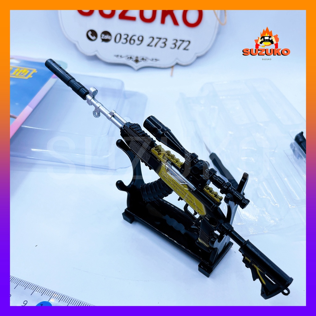 Mô hình súng pubg kim loại lắp ráp SKS Ebony dài 20cm mô phỏng giống thật trong game