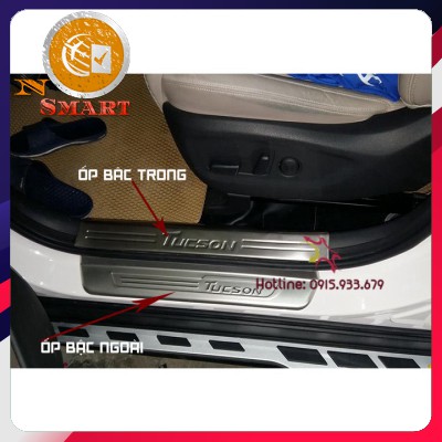 Ốp Bậc Cửa Tucson Trong Và Ngoài Đời 2016-2018- mẫu inox Loại 1 Uy Tín Chất Lượng