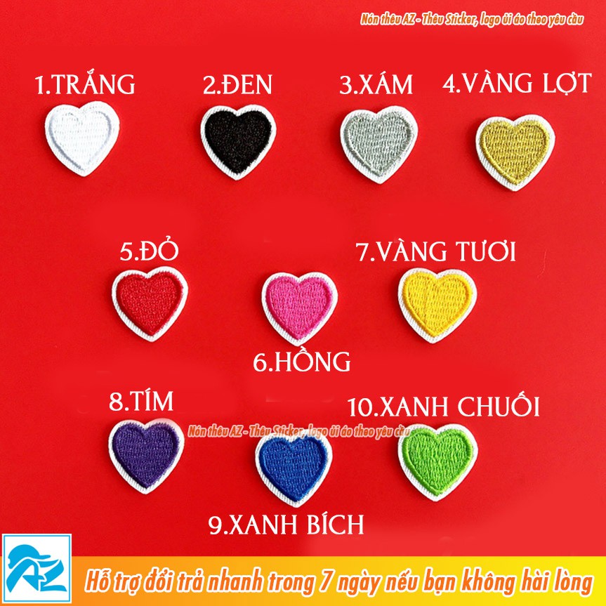 Patch vải thêu hình trái tim (nhỏ) dễ thương - Sticker Logo ủi áo thun balo S133