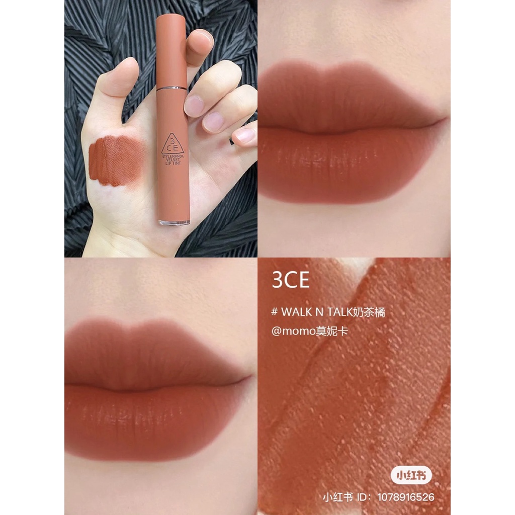 Son Kem Lì 3CE Velvet Lip Tint - bitter hour - Walk N Talk -Cashmere Nude-Definition-Like Gentle - Mẫu Mới 2021