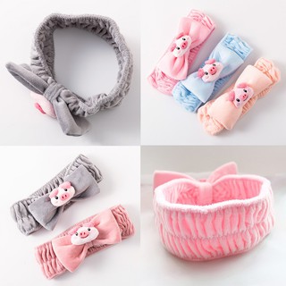 Băng Đô Turban Hình Nơ Kèm Con Heo Lợn Pig Vải Bông Nhung Dày Dặn Siêu Mềm