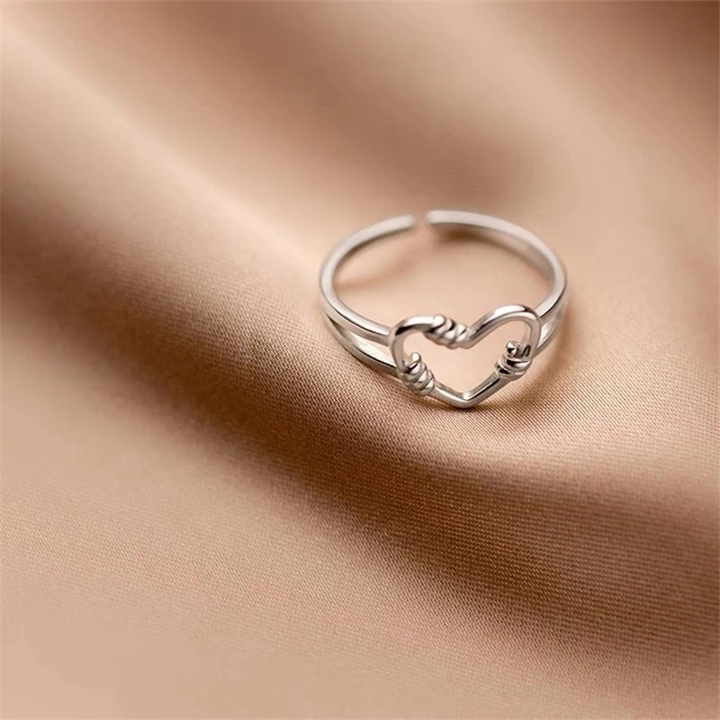 Nhẫn dạng mở hình trái tim thời trang xinh xắn