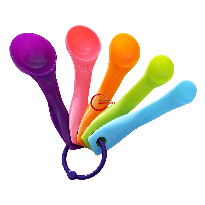 [Giá Sỉ] Bộ thìa đong, muỗng đong nhà bếp 5 món (set 5 cái), thìa đo lường, định lượng bột, sữa, gia vị bằng nhựa