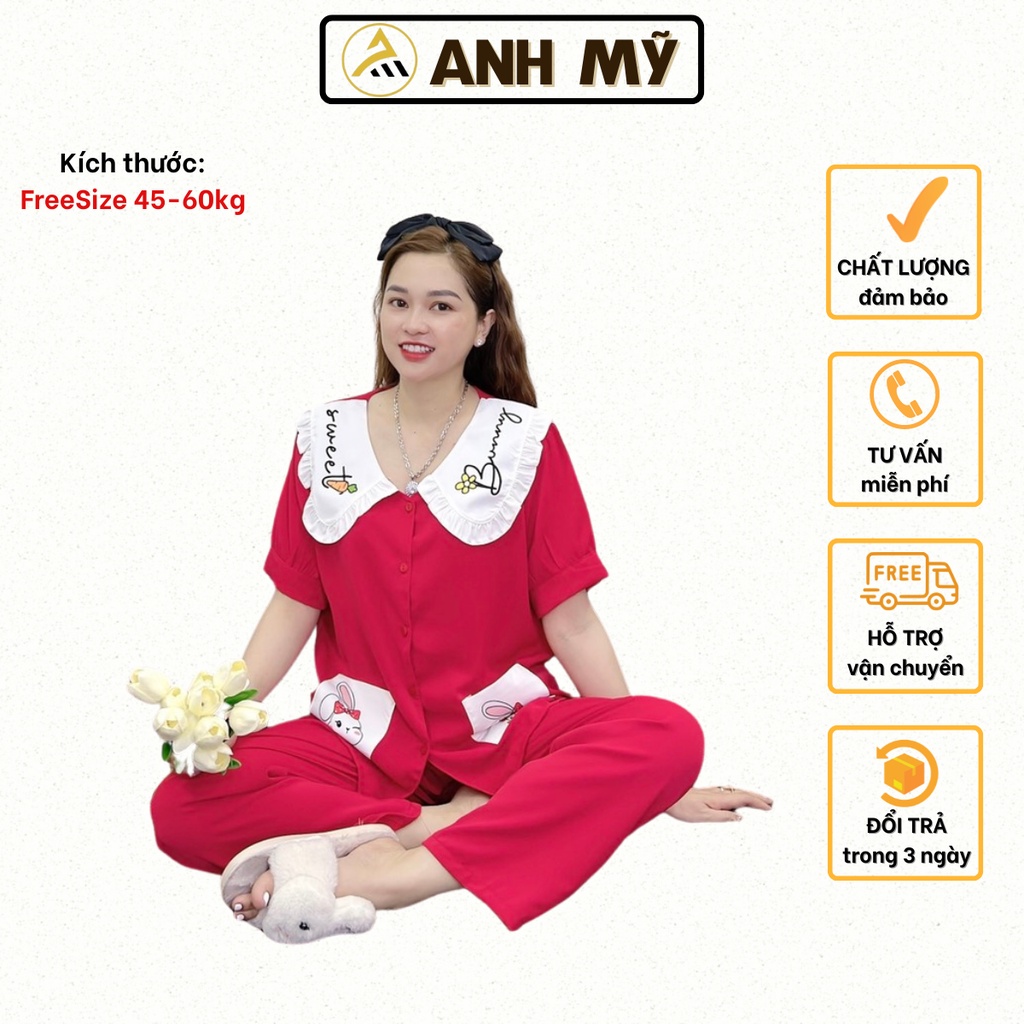 Đồ bộ nữ ANH MỸ pijama chất liệu lụa mango cao cấp tay ngắn quần dài MGD-01