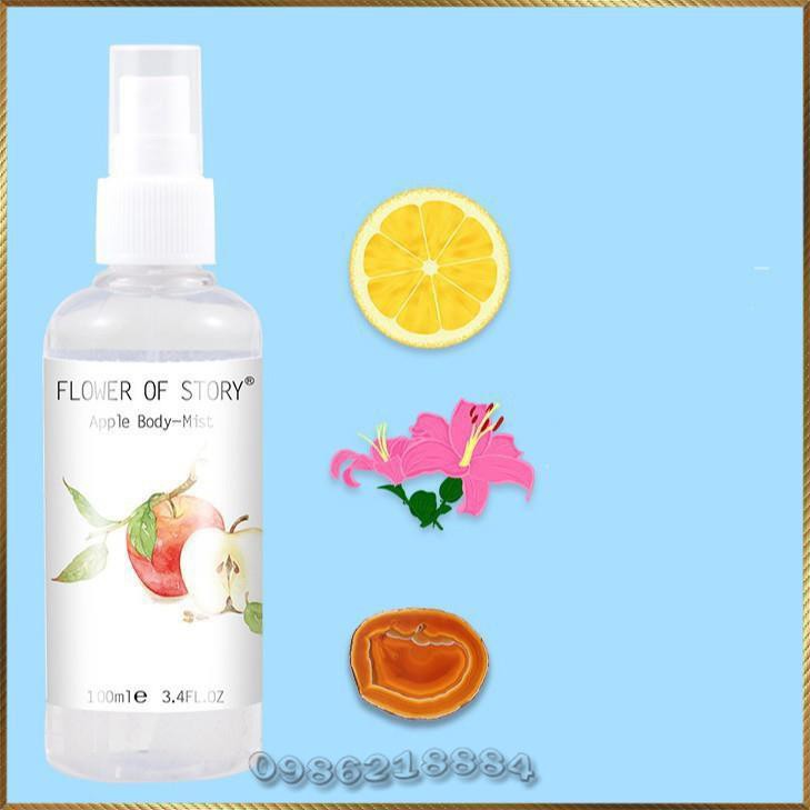 Xịt thơm 2in1 body và xịt thơm phòng Flower Of Story 100ml hương hoa quả FOS9