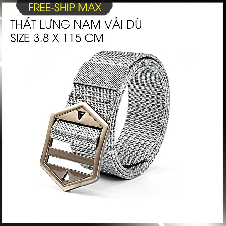Thắt lưng nam chất liệu vải dù PE-Size 3.5 x 115cm dày 0.25 cm - Khóa kim hình lục giác - phong cách phượt