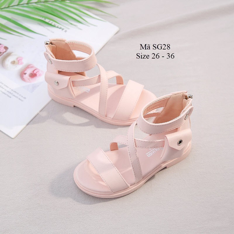 Sandal bé gái quai mềm cao cấp - Dép quai hậu đi học đi chơi quai chéo full size 3 - 12 tuổi SG28